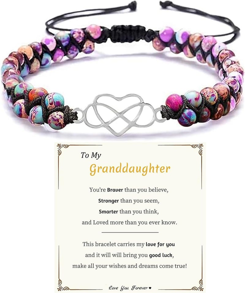 BTZY Store for My Granddaughter “You are Always in Mine Beads“ Bracelet, Natural Emperor Jasper Stone Beaded Wrap Bracelet Duoble Layer for Mind Peace,Bracelet for Granddaughter - Image 1